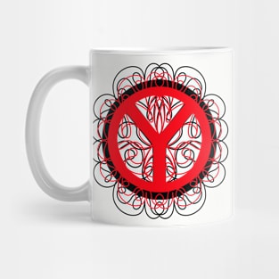 Peace Sign Red And Black Mug